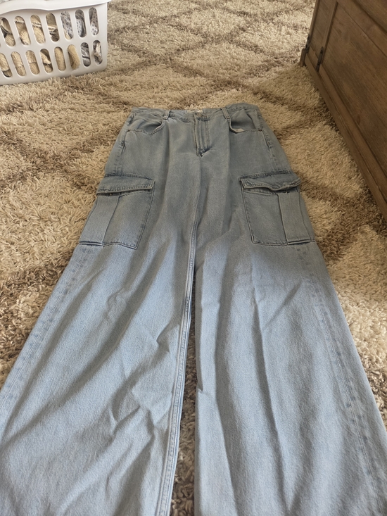 Agolde Denim - Agolde Light Blue Wide-Leg Cargo Jeans